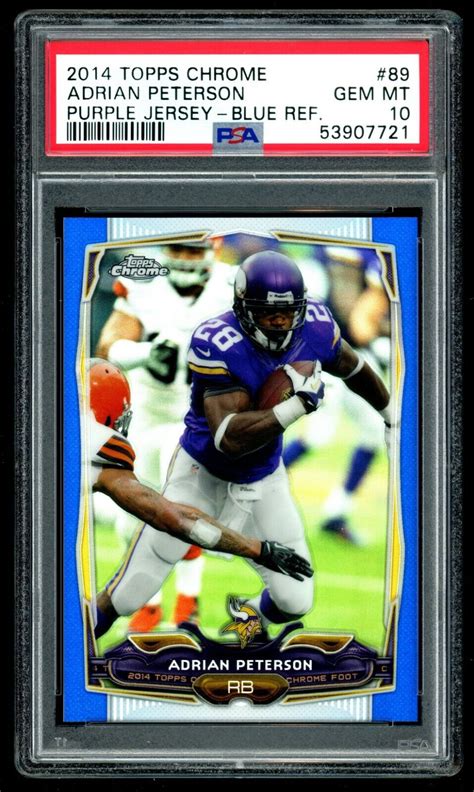 2014 Topps Chrome ADRIAN PETERSON 68 199 Blue Refractor PSA 10 Gem