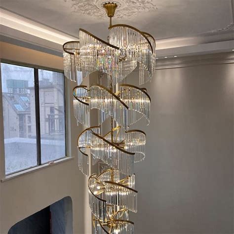 Luxury Crystal Chandeliers Lights Fixture American Modern Long