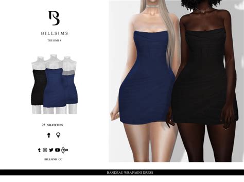 Sims 4 Bandeau Wrap Mini Dress Ts4 Female The Sims Book