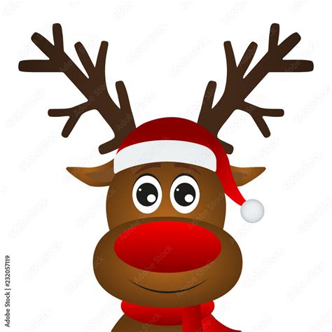 Funny cartoon christmas reindeer Stock Vector | Adobe Stock