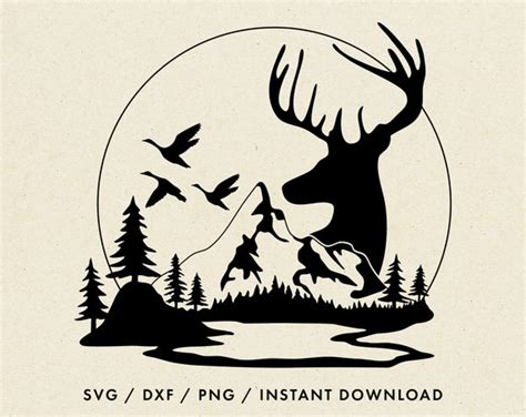 Mountain Wildlife Svg Hunting Svg Mountains Svg Deer Svg Etsy