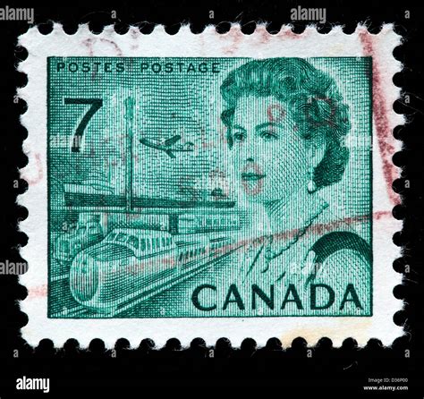 Queen Elizabeth II Transportation Postage Stamp Canada 1971 Stock