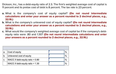 Answered Dickson Inc Has A Debt Equity Ratio… Bartleby