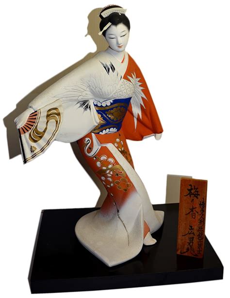 Japanese Young Woman Dancing With Folding Fan Japanese Hakata Clay