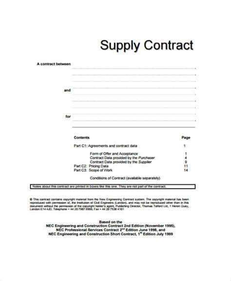 10 Supply Contract Templates Free Word PDF Apple Pages Google