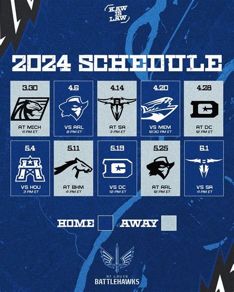 Battlehawks Schedule Breakdown