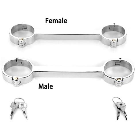 Stainless Steel Open Leg Spreader Bar Ankle Cuffs Sex Slave Restraints