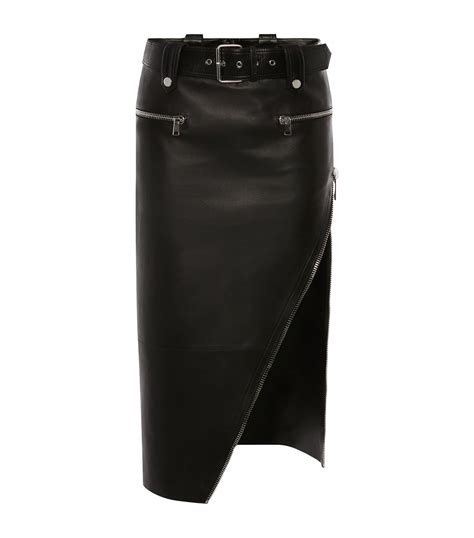 Alexander Mcqueen Leather Midi Skirt Harrods Us