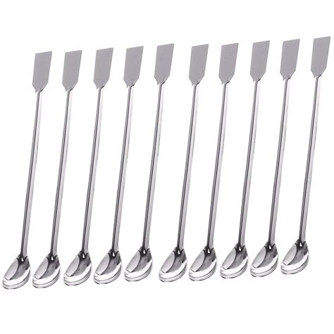 Sunnyglade 10pcs 2 In 1 Stainless Steel Lab Spoon Spatulalaboratory