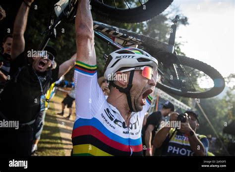 Swiss Biker Nino Schurter Celebrates Victory In Opening Race Of The