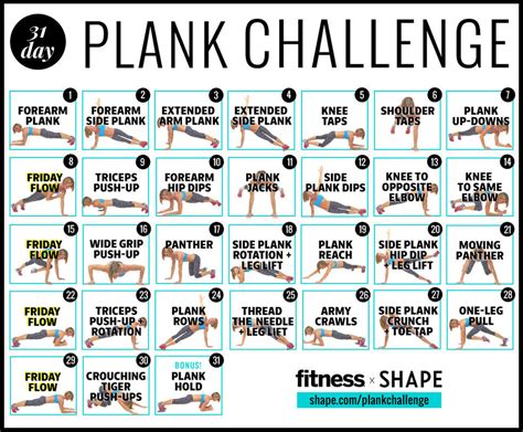 30 Day Plank Challenge Calendar Printable Calendar Templates