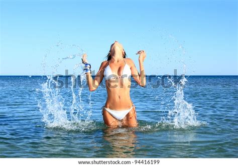Sexy Bikini Model Having Fun Ocean Stock Photo 94416199 Shutterstock