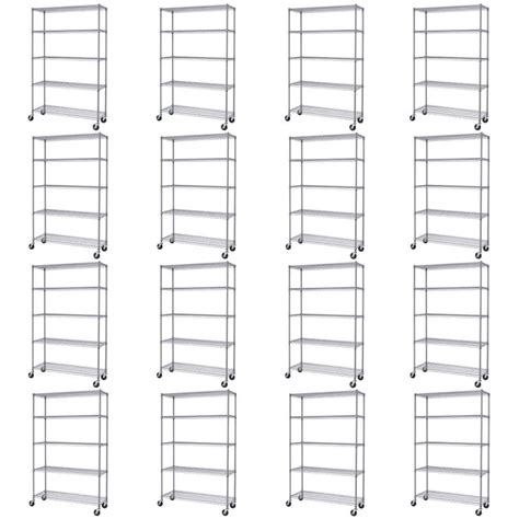 Trinity Pack Gray Tier Rolling Steel Wire Shelving Unit In W