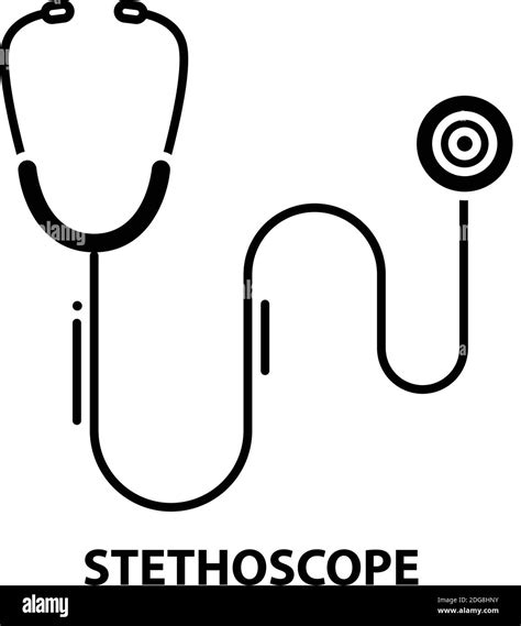 Stethoscope Icon Black Vector Sign With Editable Strokes Concept Illustration Stock Vector