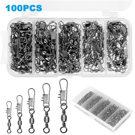 200/100pcs Fishing Swivels, TSV Stainless Steel High-Strength Rolling Swivels with Swivel Lock ...