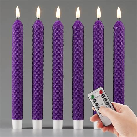 Purple Honeycomb Led Taper Candles With Remote 6 Pack Eywamage