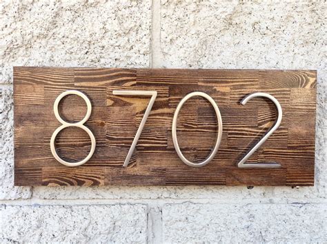 Horizontal Address Plaque Modern Floating Number Wood Address Etsy