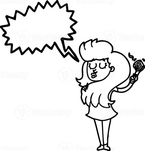 Hand Drawn Speech Bubble Cartoon Woman Brushing Hair Icon 40840859 Png