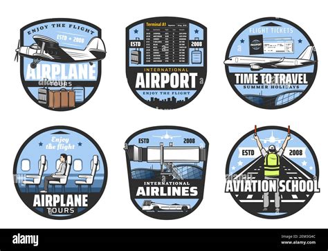 Vector Flight Tickets Travel Airlines And Aviation School Icons