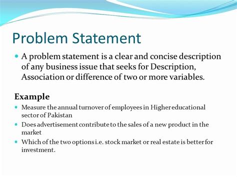 Business Problem Statement Example Unique Problem Statement Examples