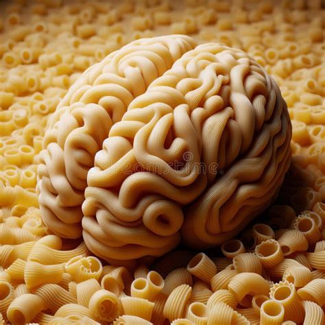 Brain Shaped Pasta On A Background Of Macaroni Stock Illustration