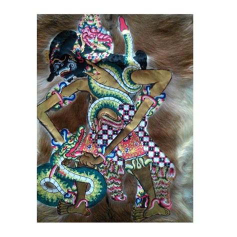 Jual Lukisan Wayang Bima Werkudara Kulit Kambing Full Body 90X60Cm