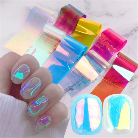 BROKEN GLASS FOILS Aurora Color Glass Paper Transfer Foils Nail Art