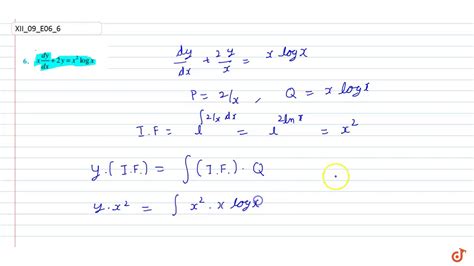 Find The General Solution Of The Differential Equations `x Dx Dy 2y