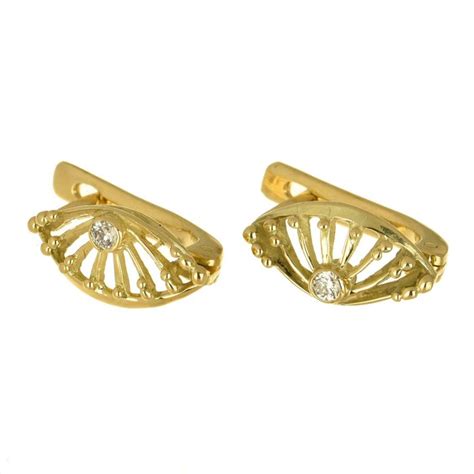 14 Kt Yellow Gold Earrings Diamonds Catawiki