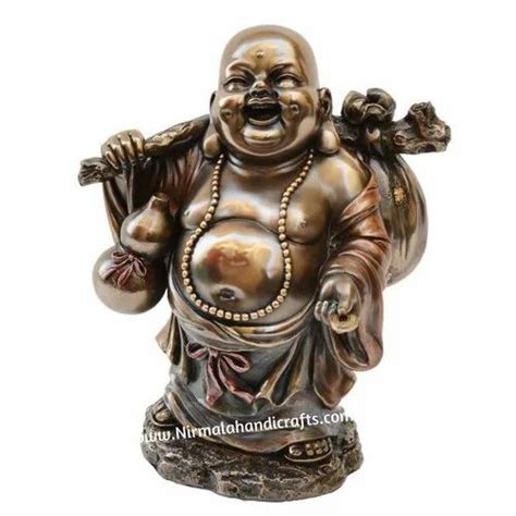 Bronze Copper Finish Laughing Buddha Statue Feng Shui Gifted Figurine