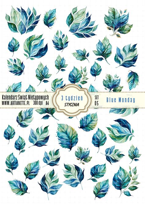 Listki Scrapbooking Do Druku Blue Monday SET 05 Artianette