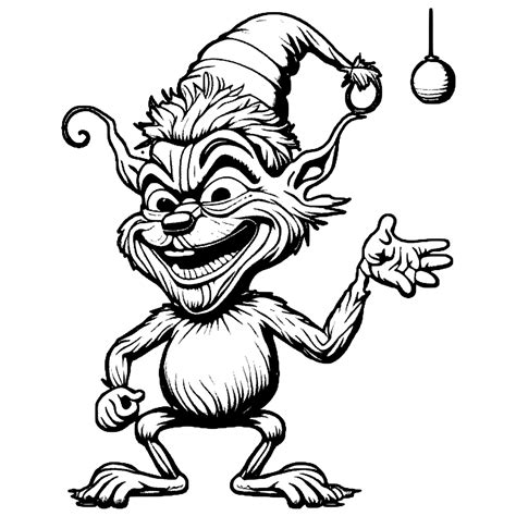 Funny Grinch Coloring Page · Creative Fabrica