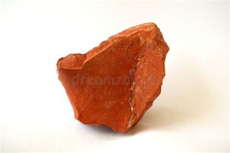 Macro Shooting Raw Red Jasper Stone Rock On White Background Stock