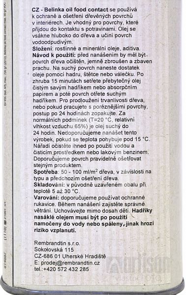 BELINKA Oil Food Contact - bio impregnace 0.5 l Bezbarvá - hotline ...