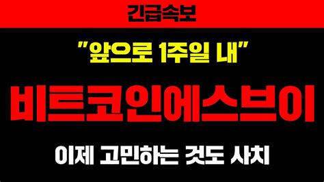 긴급속보앞으로 1주일 내비트코인에스브이 이제 고민하는 것도 사치비트코인에스브이전망 비트코인에스브이코인 Youtube