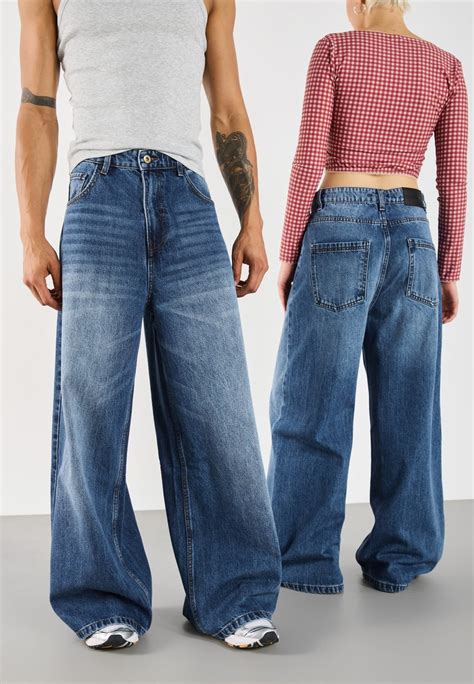 Yourturn Unisex Baggy Jeans Blue Denim Uk