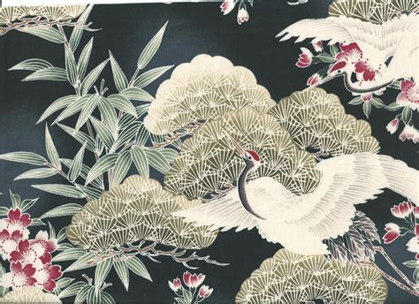 Asian Landscape Quilt Ideas For Fabric Flying White Cranes Bamboo