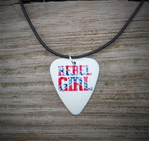 Rebel Girl Rebel Flag Guitar Pick Necklace Jewelry By Featherpick