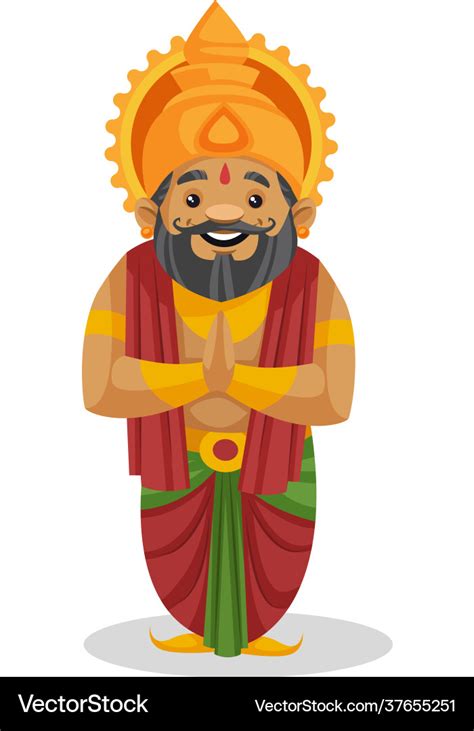 King dashratha cartoon character Royalty Free Vector Image