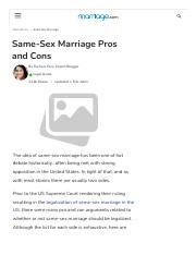 Same Sex Marriage Pros And Cons Marriage Pdf Married Life Same