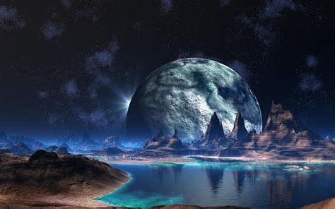 Moon over the mountains HD desktop wallpaper : Widescreen : High ...