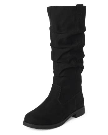 Girls Slouch Faux Suede Tall Boots - BLACK | The Children's Place