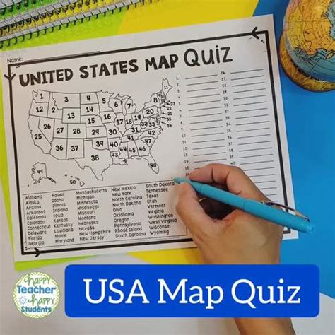 United States Map Quiz Worksheet USA Map Test W Practice Sheet