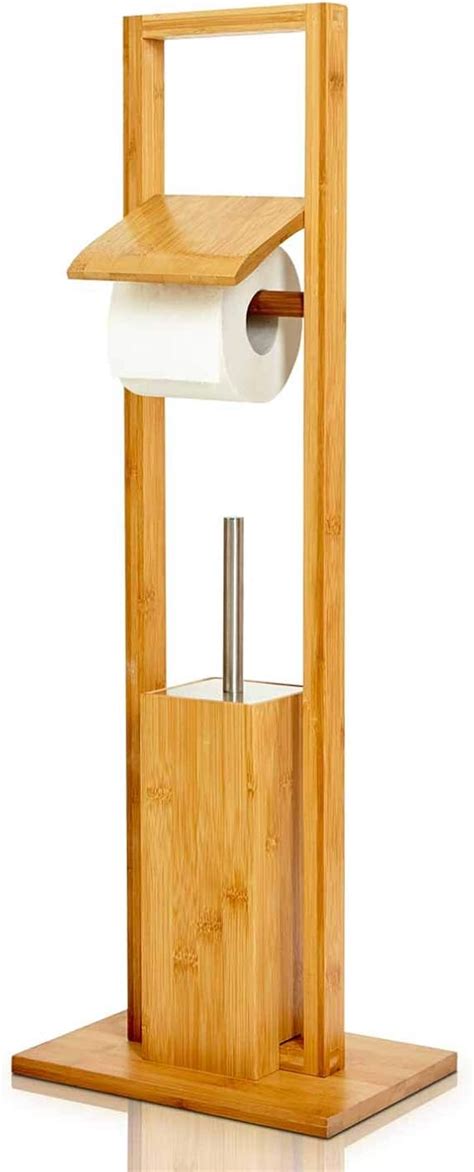 Bambuswald Bamboo Toilet Butler With Toilet Roll Holder Toilet Brush