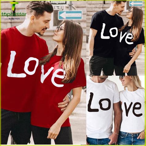 Love Print Couple T Shirt Set Short Sleeve For Women And Men Summer Top