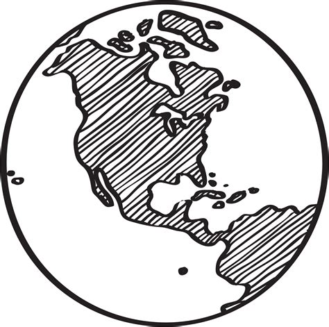 Freehand Drawing World Map Sketch On Globe Png