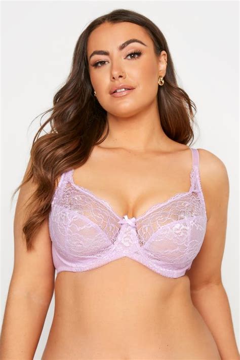 Plus Size Lilac Purple Stretch Lace Non Padded Underwired Balcony Bra