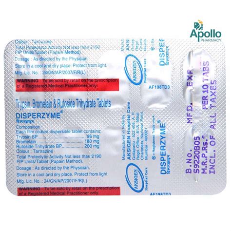 Disperzyme Tablet 10s Price Uses Side Effects Composition Apollo