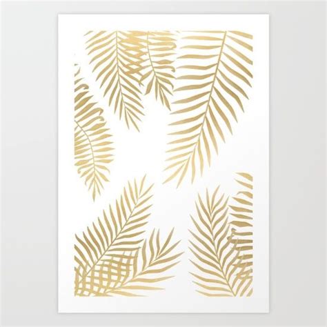 Gold Palm Leaves Art Print By Marta Olga Klara Society6 Palm Leaf