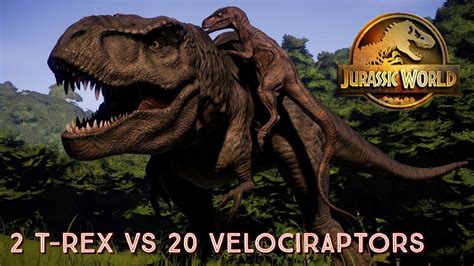 Jurassic World Evolution 2 2 T Rex Vs 20 Velociraptors Battle Royal